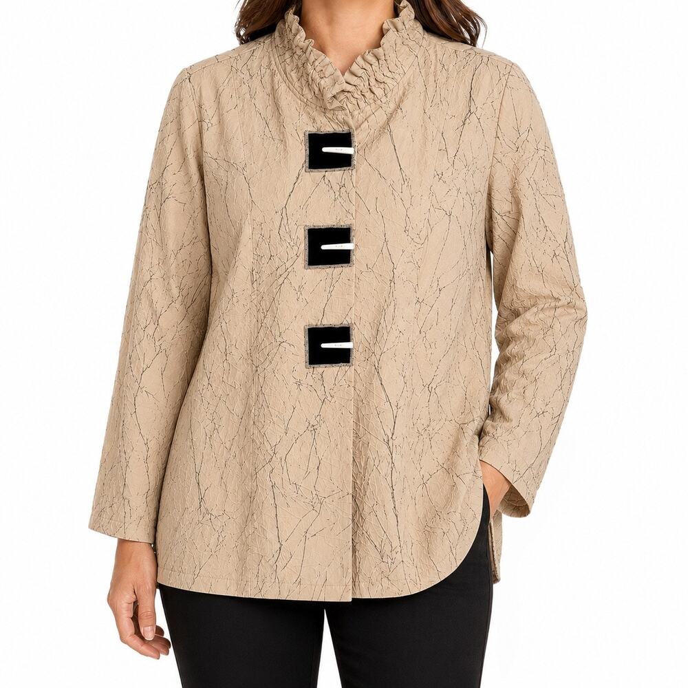 Creation Est 2011 Sz Large Beige Wearable Art Unique Jacket Blouse Shirt Top